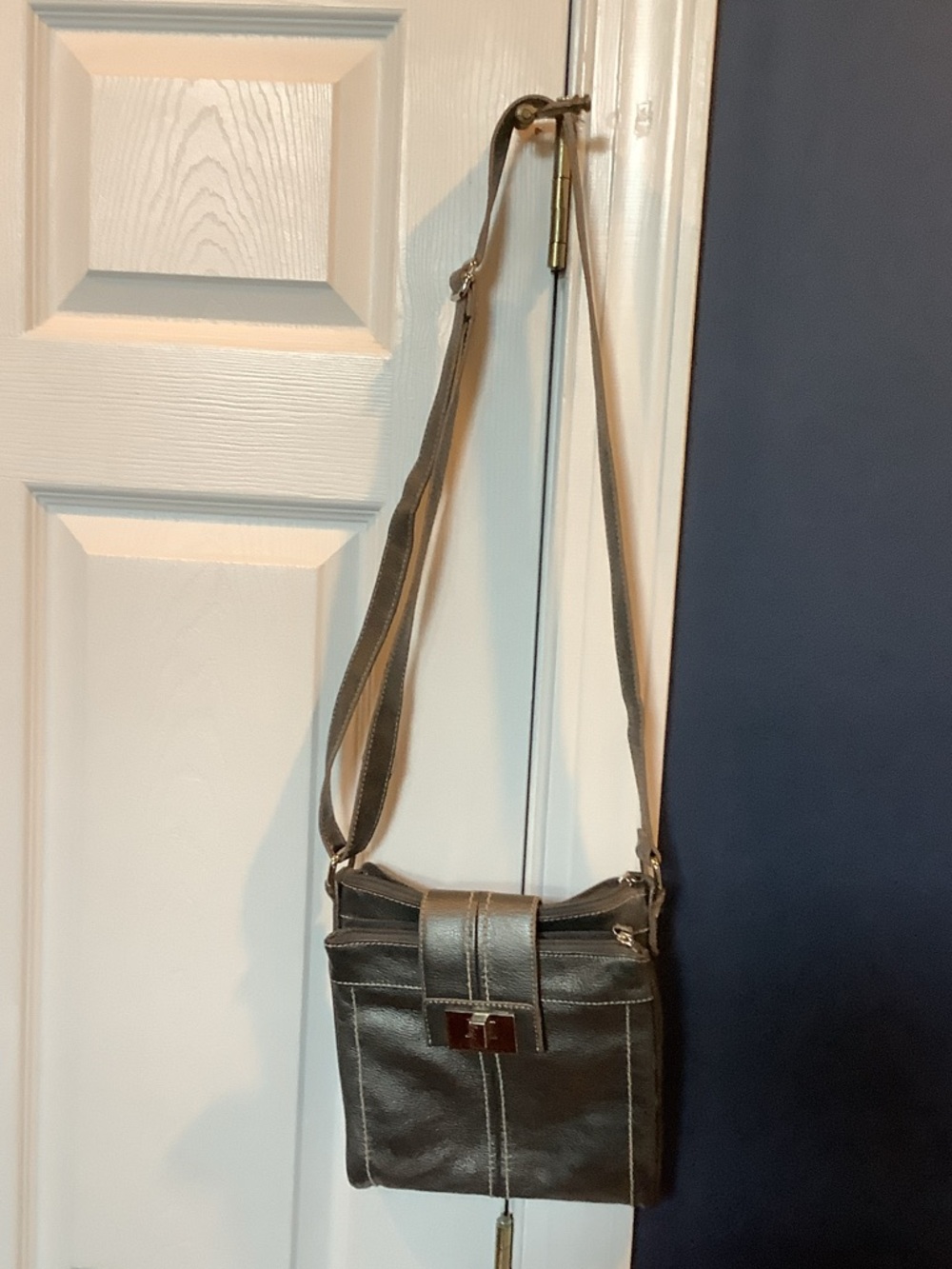 Tignanello Metallic Gray Crossbody Bag